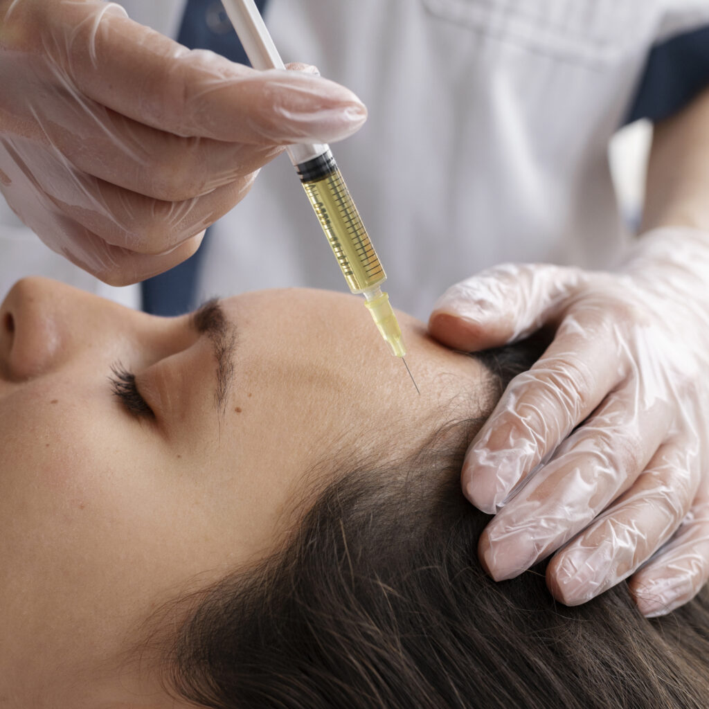 woman getting prp treatment close up